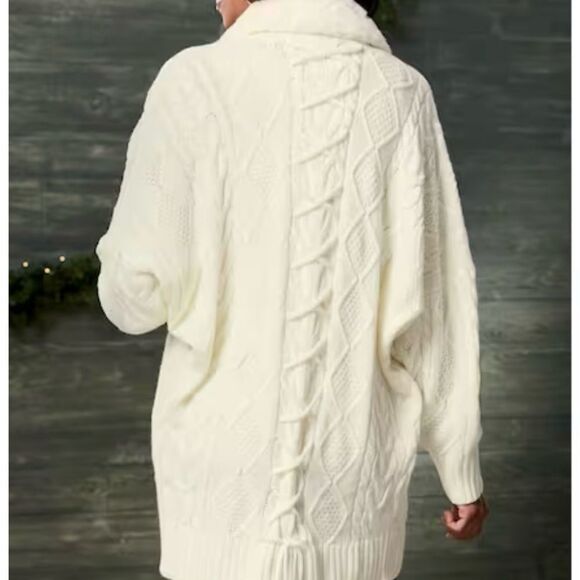 Midnight Velvet Diana Faux Fur-Trimmed Cardigan BLACK 2X‎ NWT - Picture 2 of 6